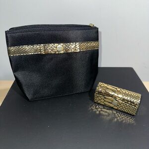 Black and Gold Women's makeup Bag Set